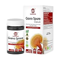 GANOHERB Organic Reishi Mushroom Capsules with 100% Ganoderma Lucidum Reishi Spore Powder for Boost Immune System, Vegan, All Natural, Non-GMO & Gluten Free, 60 Veggie Capsules