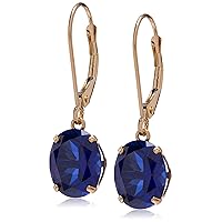 Amazon Collection 14k Yellow Gold Oval February Amethyst Dangle Earrings for Women, Amethyst 8x10mm Leverback Earrings - Hypoallergenic, Nickel-Free, Elegant Gift for All Occasions