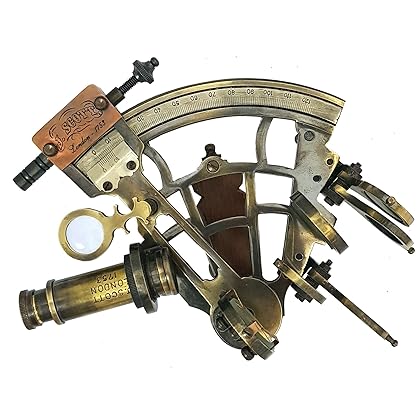 Brass Nautical Sextant Brass Navigation Instrument Sextante Navegacion Marine Sextant in Hardwood Box