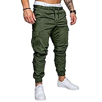 Men Cargo Pants Big and Tall Sweatpants Low Rise Elastic Waist Drawstring Tactical Pants Hiking Pants with Pockets