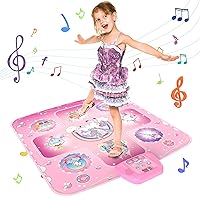 GirlsHome Dance Mat - Unicorn Toys for Girls Electronic Dance Pad with 5 Game Modes, Built-in Music, Touch Sensitive Light Up LED Kids Musical Mat, Christmas & Birthday Gift for Toddler Girls 3-12