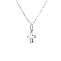 jewellerybox Tiny Sterling Silver Cross Outline Necklace - 14-32 Inches