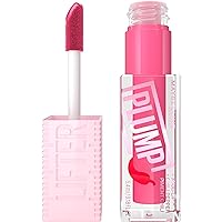 MAYBELLINE Lifter Gloss Lifter Plump, Plumping Lip Gloss with Chili Pepper and 5% Maxi-Lip, Pink Sting, Sheer Bubblegum Pink, 1 Count