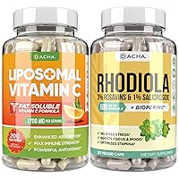 DACHA Premium Immune & Focus Enhancement Bundle - Liposomal Vitamin C and Rhodiola, for Ultimate Mood, Immune, Mind Health Support, Ultra Absorb Combo with Potent Ascorbyl Palmitate & Bioperine