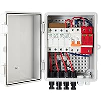 VEVOR PV Combiner Box, 4 String with 15A Rated Current Fuse, 63A Circuit Breaker, Lightning Arreste Connector for On/Off Grid Solar Panel System, IP65 Waterproof, White