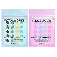 Vitamasques Acne Patch Face Mask Set, 2-Pack - Hydrocolloid Patches 40 Count (Salicylic & Tea Tree, Salicylic & Niacinamide) - Reduce Oil Build-Up for Blackheads - Mothers Day Gifts for Mom