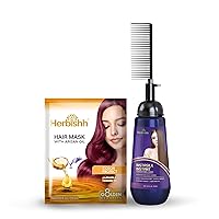Argan Hair Mask-Deep Conditioning & Hydration For Healthier Looking Hair-25gm + Instant Hair Straightener Cream with Applicator Comb Brush