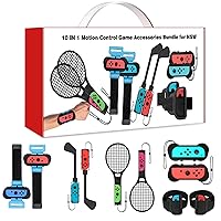 for Switch Accessories Bundle Set for Nintendo Family Switch Sports Game Controllers with Tennis Rackets, Golf Clubs, Soccer Leg Straps,Wrist Bands & Joycon Grips