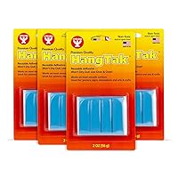 Blue HangTak Putty - 8 oz. Removable & Reusable Poster and Picture Mounting Putty, Wall-Safe Sticky Tack for Home, Classroom & Office Use (4 Packs, 2-Ounce Each)