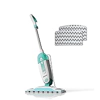 S1000 Steam Mop with 2 Dirt Grip Pads, Lightweight, Safe for all Sealed Hard Floors like Tile, Hardwood, Stone, Laminate, Vinyl & More, Machine Washable, Removable Water Tank, White/Seafoam