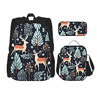 Print 493PCS Backpack Set,Large Bag with Lunch Box and Pencil Case,Convenient,backpack lunch box