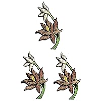 3pcs. Mini Brown Lotus Flower Embroidered Iron On Sew On Badge for Jeans Jackets Hats Backpacks Shirts Sticker Flowers Floral Plant Appliques & Decorative Patches