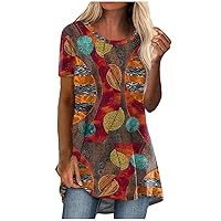 Women Tops,Plus Size Short Sleeve Round Neck Printed Summer Shirt Tunic Casual Fashion Top 2024 Blouse