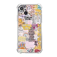 Positive Quotes Collage for iPhone 13 Case,Hippie Indie Aesthetic Pattern Case for Teens Women,Unique Soft TPU Bumper Case for iPhone 13