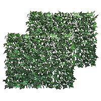Expandable Fence Privacy Screen for Balcony Patio Outdoor,Decorative Faux Ivy Fencing Panel,Artificial Wax Gourd Leaf Hedges (Single Sided Leaves) (2, Green)