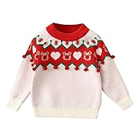 5 T Shorts Girls Girl Boy Cute Long Sleeve Christmas Bear Knitted Crewneck Sweater Pullover Toddler Girl Biker