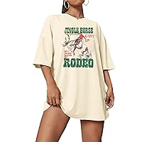 Oversized Christmas Shirts Women Cowboy Christmas T Shirt Funny Western Rodeo Shirt Howdy Xmas Holiday Tee Top