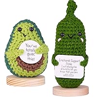 Handmade Emotional Support Pickle Cucumber and Avocado, Positive Cucumber and Avocado Crochet Doll Inspirational Gifts for Women Girls Boys College Students - Cute Knitted Funny Cucumber Toys