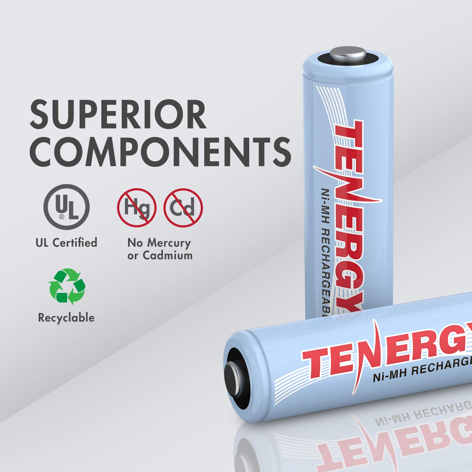 Tenergy TN145 8 Bay Charger and 8 Pack Rechargeable AA Batteries, Independent Charging, UL & CE Certified