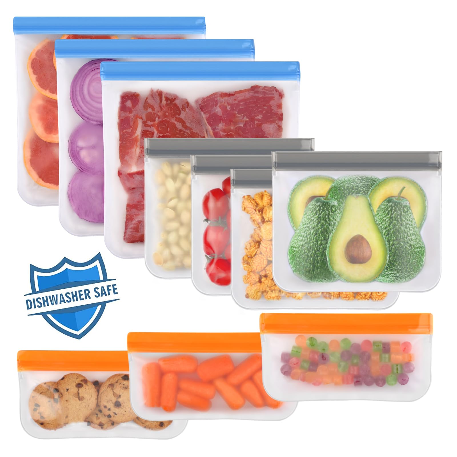 Reusable Silicone Food Storage Bag Containers, Airtight Seal Leakproof Freezer  Bags for Snack, Sous Vide, Liquids,
