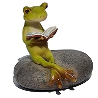 Top Collection Miniature Fairy Garden and Terrarium Frog Reading on Stone Statue