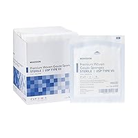 McKesson Premium Woven Gauze Sponges, Sterile, 12-Ply, USP Type VII, 100% Cotton, 3 in x 3 in, 2 Per Pack, 1200 Packs, 2400 Total