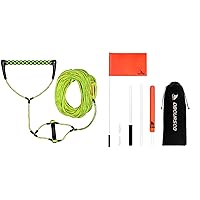 Obcursco Wakeboard Rope and 48 Inches Orange Boat Flag with Pole, Water Sport Line with EVA Handle. Ideal for Water ski, Wakeboard, Kneeboard