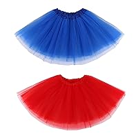 Simplicity Blue and Red Women's Adult Classic Elastic 3 Layered Tulle Tutu Skirt