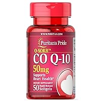 Puritans Pride Q-Sorb CoQ10 50mg, Contributes to Heart Wellness, 50 Rapid Release Softgels by Puritan's Pride