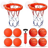 Bath Toys, Bathtub Basketball Hoop for Toddlers Kids, Boys and Girls with 4 Soft Balls, Mold Free & Strong Suction Cup, Bathtub Shooting Game & Fun Toddlers Bath Toys for Boys or Girls