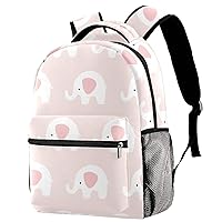 Cute Elephants Pink Pattern Travel Laptop Backpacks College Business Shoulder Bag for Men Women