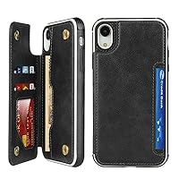 Cavor for iPhone Xr Case with Card Holder,iPhone Xr Wallet Case for Women Men,Phone Case for iPhone Xr Case with Stand and Strap,Leather Shockproof Protective Case for iPhone Xr- Black