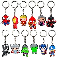 Cartoon Keychain, Cute Silicone Key Chain for Kid Boy Girl Party Favors Gift (12pcs hero)