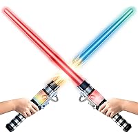 USA Toyz Light Force Galaxy Light Up Swords for Kids or Adults- 2 LED Light Sword Set, FX Sound, 5 Color Changing LEDs, Motion Sensitive, Expandable, Retractable Cosplay Saber Toy Sword Light Up Toys