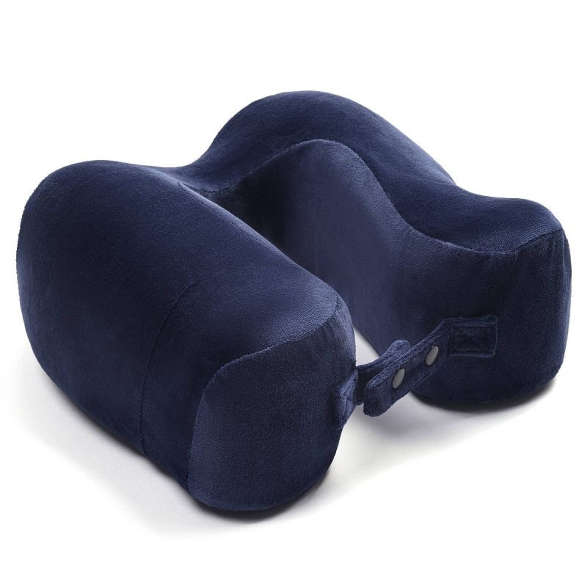 Lewis N. Clark Contoured Memory Foam Hexform Travel Cervical Neck Pillow for Shoulder & Neck Pain, Airplane, Camping, Kids & Adults, Standard, Navy