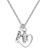 Mustard Seed Faith Christian Religious Pendant Necklace, Stainless Steel, Charm Openable Bottle Case