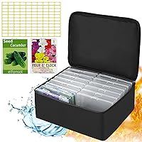 16 Slots Seed Storage Organizer Box with Zipper Bag Stickers, Big Capacity Oxford Cloth Seed Container use for Seed Packets, Garden Seed Storage Organizer for Seeds, Plant, Vegetable (White)