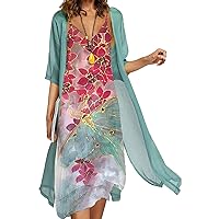 Formal Dresses for Women Two Piece Cardigan Chiffon Cocktail Dress Solid Mother of The Bride Dresses Elegant Long Dress