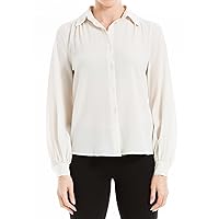 Max Studio Women's Text Grid Button Front Collared Blouse
