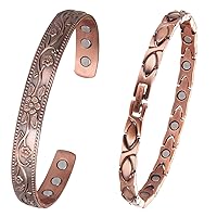 MagEnergy Magnetic Copper Bracelets for Women, 99.99% Pure Copper Bracelet with 3500 Gauss Magnets,Adjustable Jewelry Gift
