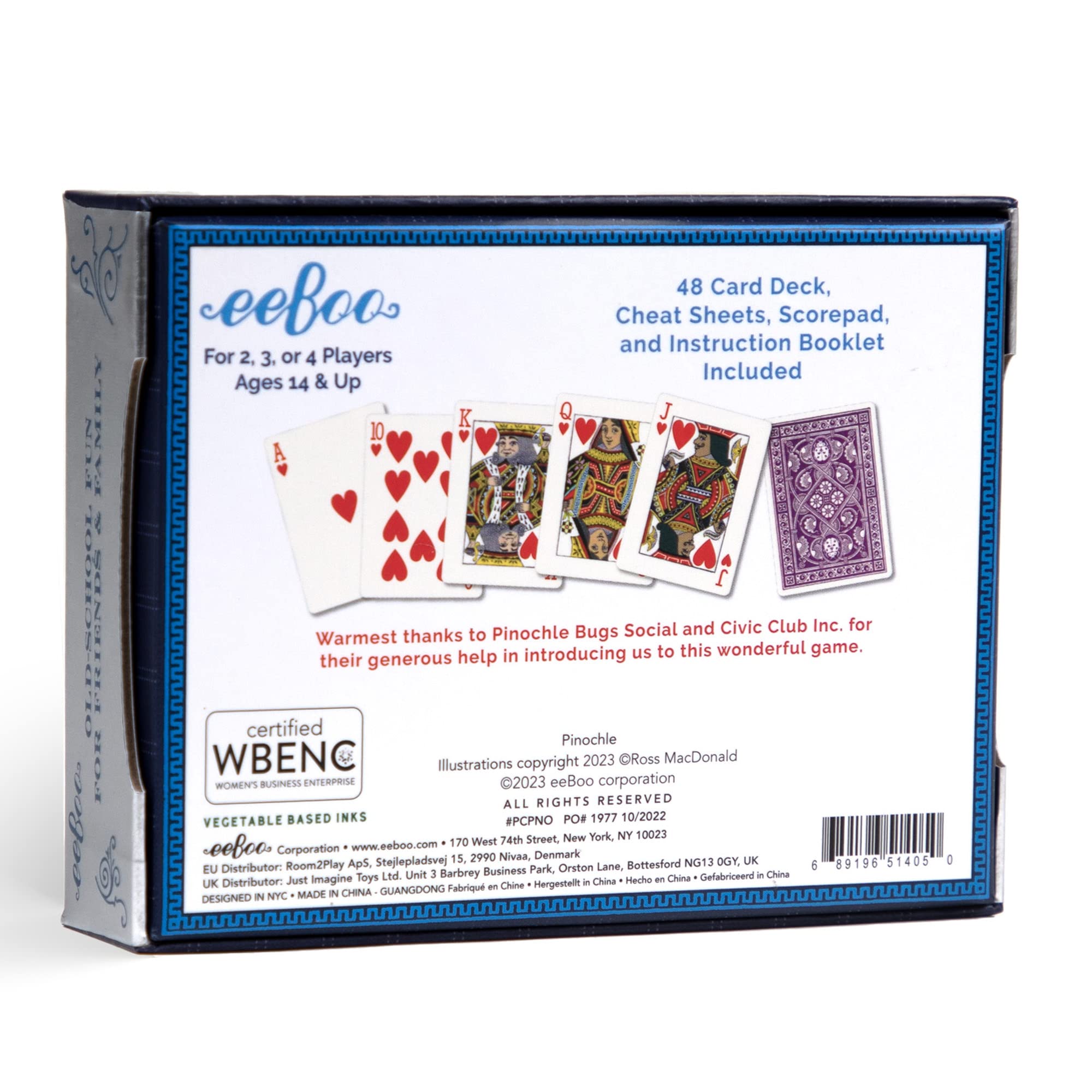 eeBoo: Piece and Love Pinochle Playing Card Set, an Artistic Version of This Traditional Card Game, Contains 48 Cards, 4 Cheat Cards and Scorepad, for Ages 14 and up