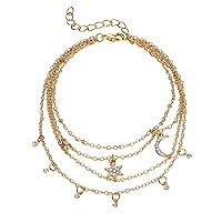 Moon Star Chain Anklets for Women Minimalist Simple Anklets for Teen Girls Summer Jewelry Anklet for Women