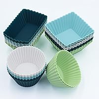 Silicone Baking Cups 12Pcs, Reusable Cupcake Muffin Liner, Lunch Box Divider, BPA Free, Dishwasher Safe, Neutral Color