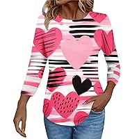 Valentine Day Shirt for Women Cute Heart Valentines Baseball Shirt Letter Print Raglan 3/4 Sleeve Casual Tee Tops
