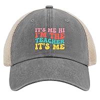 It's Me Hi I'm The Teacher It's Me Hats for Men Baseball Cap Trendy Washed Workout Hats Adjustable