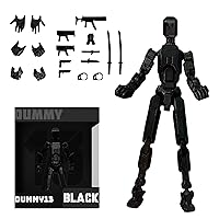 （Assembly Already Dummy13 Action Figure, 3D Printed Multi-Jointed Movable Robo13, Desktop Decorations for Action Figures, Best Chritmas Birthday Festival Gift (Black)