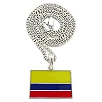 Colombia Flag Small Pendant with 24 Inch Figaro Style Necklace