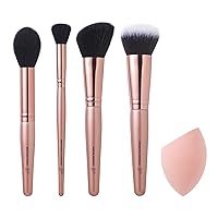 e.l.f. Cosmetics Complexion Essentials Brush & Sponge Set, Concealer, Powder, Blush & Highlighter Brushes & Total Face Sponge For A Perfect Complexion