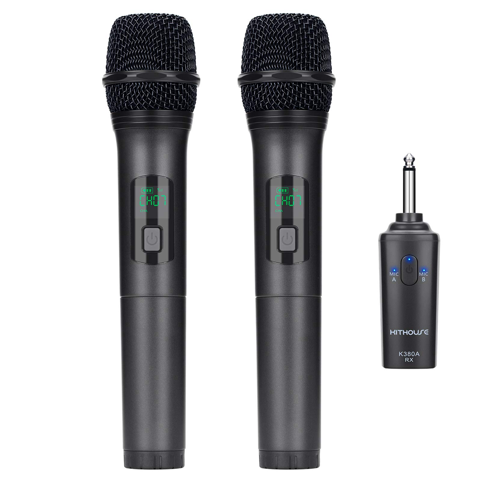 Buy KITHOUSE K380A Wireless Microphone Karaoke Microphone Wireless Mic Dual  with Rechargeable Bluetooth Receiver System Set - UHF Handheld Cordless  Microphone for Singing Speech Church(Elegant Black)