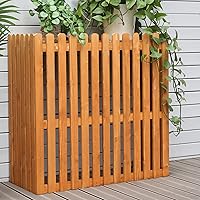 Wooden Air Conditioner Cover Thickened Vertical Outdoor Air Conditioner External Rack, Solid Wood Balcony Plant Stand, Lattice Wooden Air Conditioner Cover/Carbon Black/85X35X80Cm/Orange/85*35*